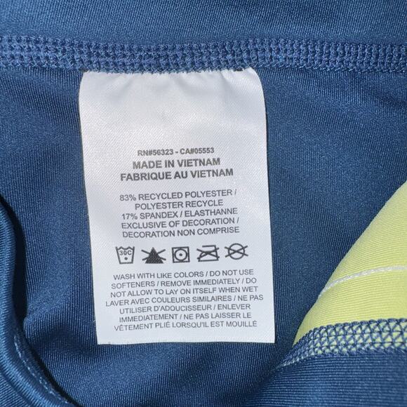 Nike Leggings XS Blue White Side Stripe Logo High Waist Ankle Pocket Tuxedo Gym - Picture 7 of 8